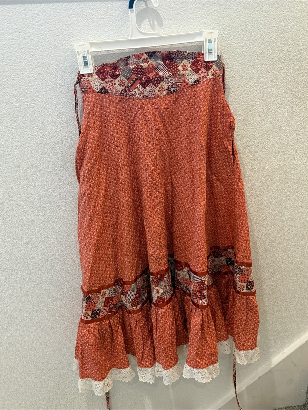 One of a kind Patchwork Tiered Prairie Midi Skirt
